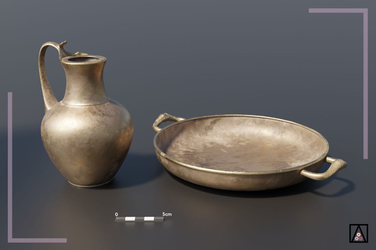 Bronze jug and plate